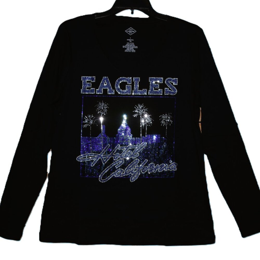 Eagles  rhinestone long sleeve Vneck shirt XS S M L XL XXL 1X 2X 3X 4X 5X